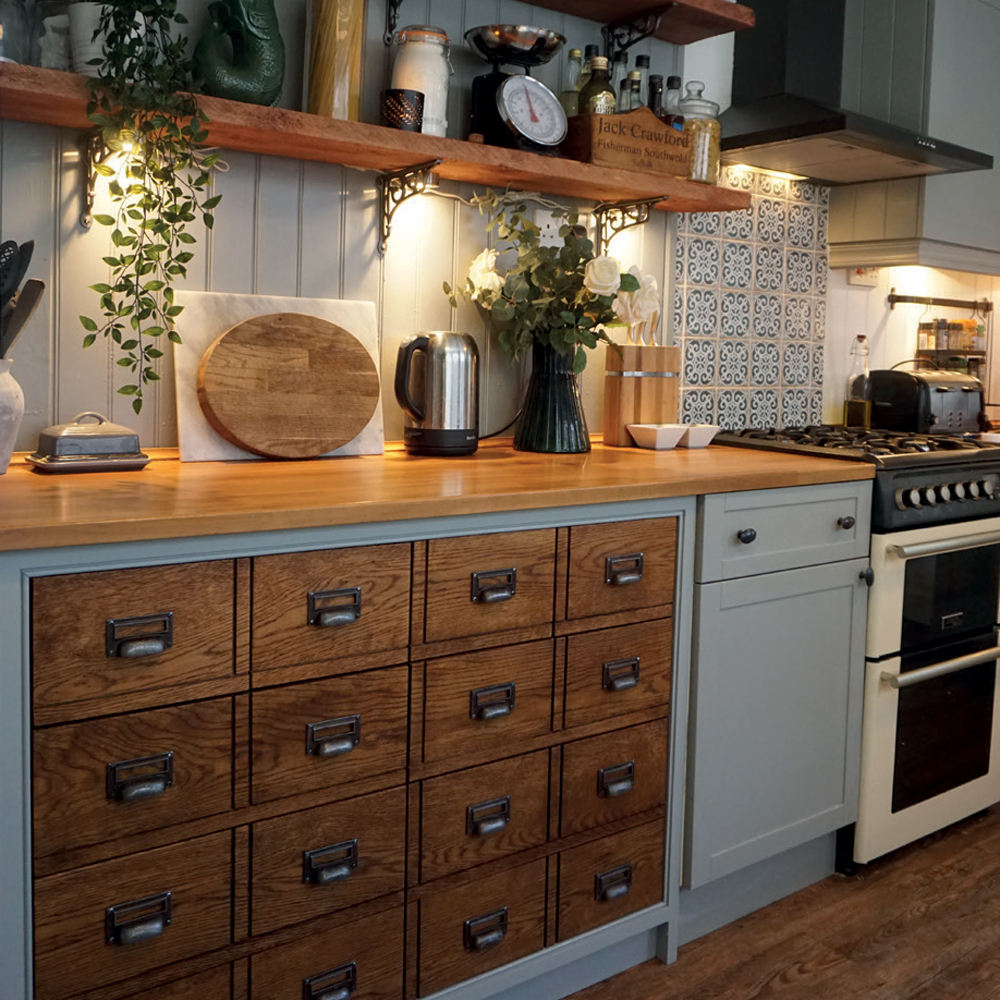 Apothecary discount kitchen cabinets