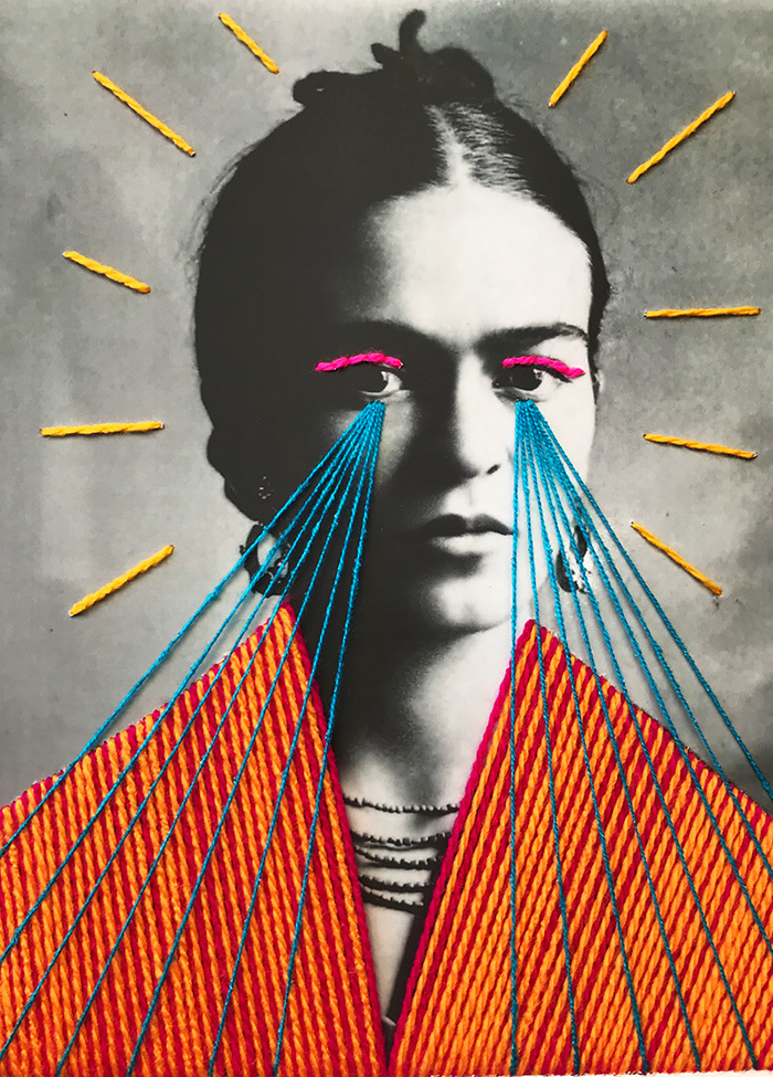 Dynamic embroidery adds a new layer of meaning to a vintage photograph © Victoria Villasana